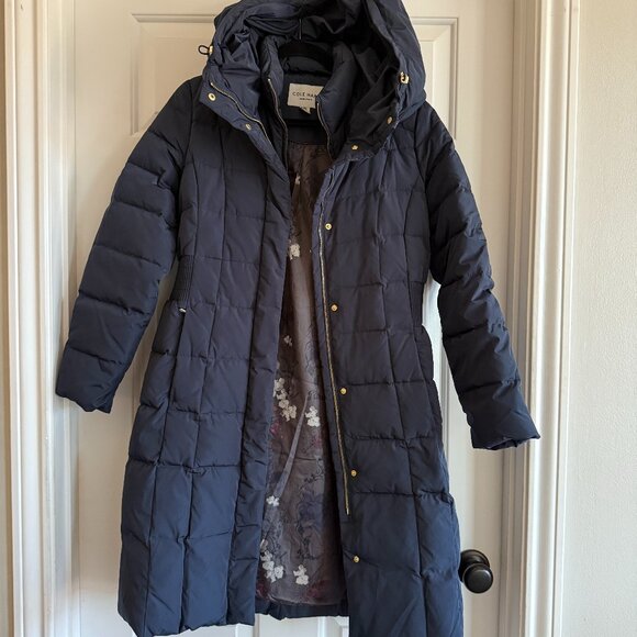 NWOT Cole Haan Women's Signature Taffeta Down Coat w/ Hood - Women's Petite M - Picture 1 of 10